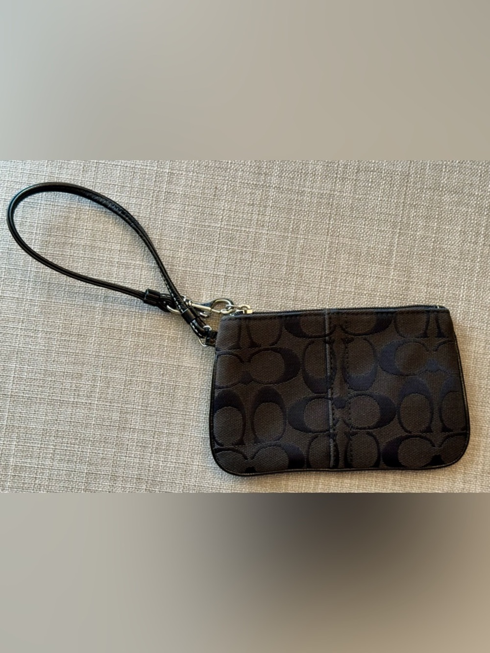 Coach Black Signature Pattern Wristlet